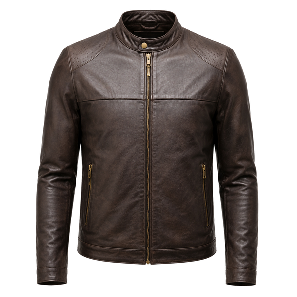 Cafe Meridian Espresso Leather Café Racer Jacket