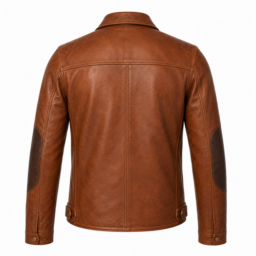 Canyon Echo Cognac Heritage Leather Jacket rear leather panel view