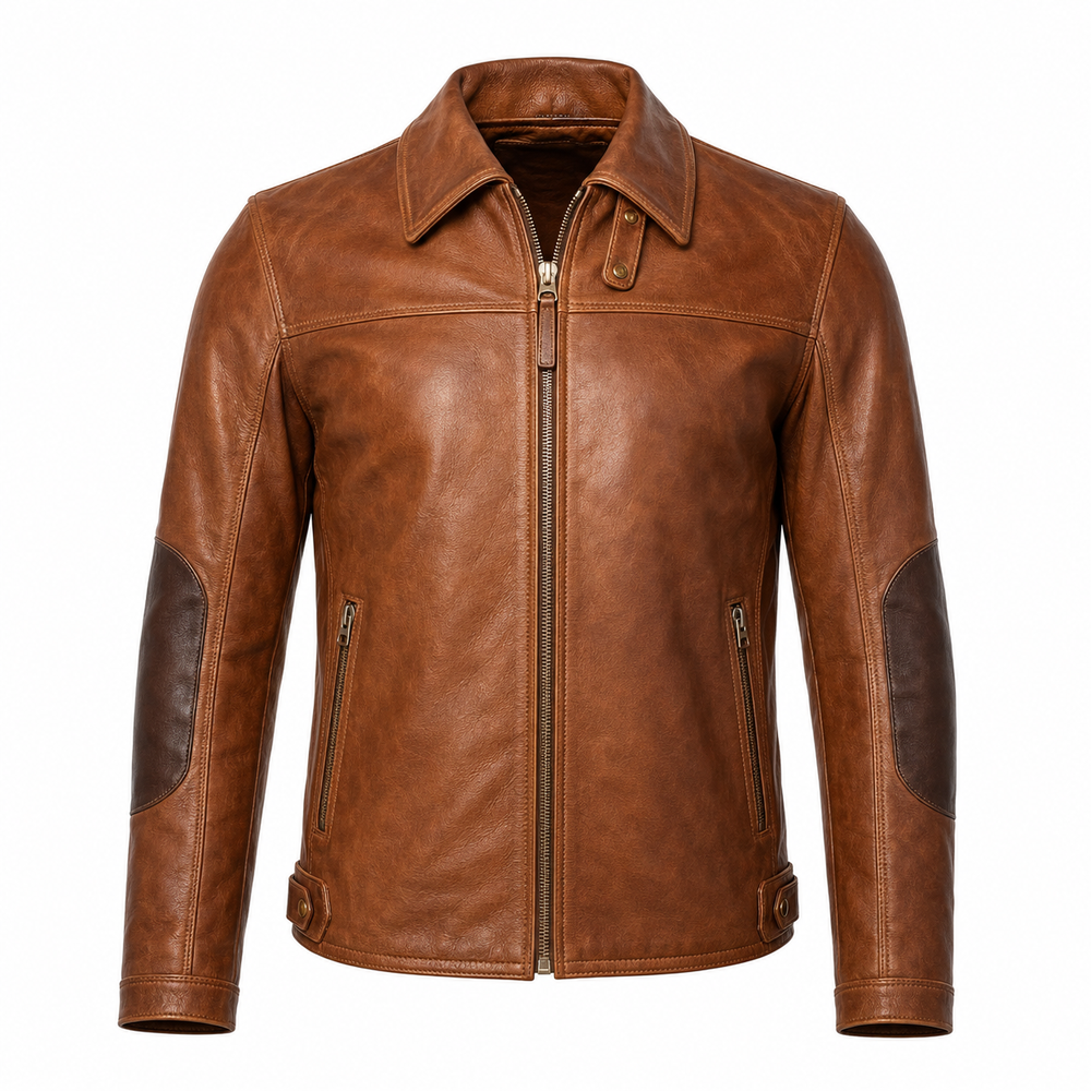 cognac heritage leather jacket – Canyon Echo Cognac Heritage Leather Jacket front view