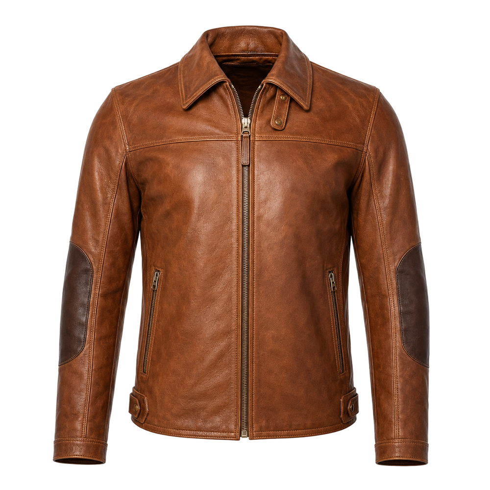 cognac heritage leather jacket – Canyon Echo Cognac Heritage Leather Jacket front view