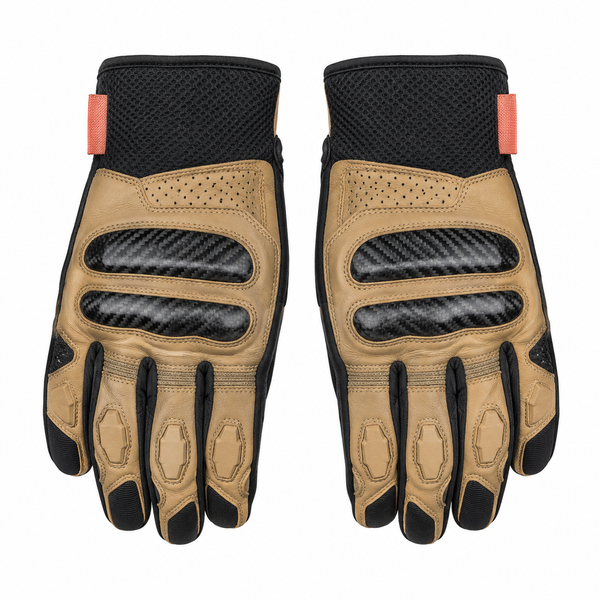 CarbonDune Tan Black Street Motorcycle Gloves