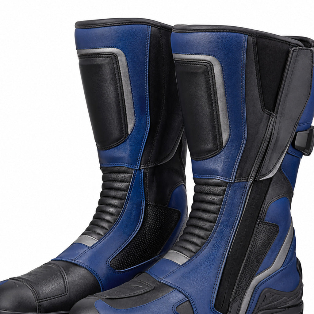 CobaltJourney touring motorcycle boots shaft closure and construction detail