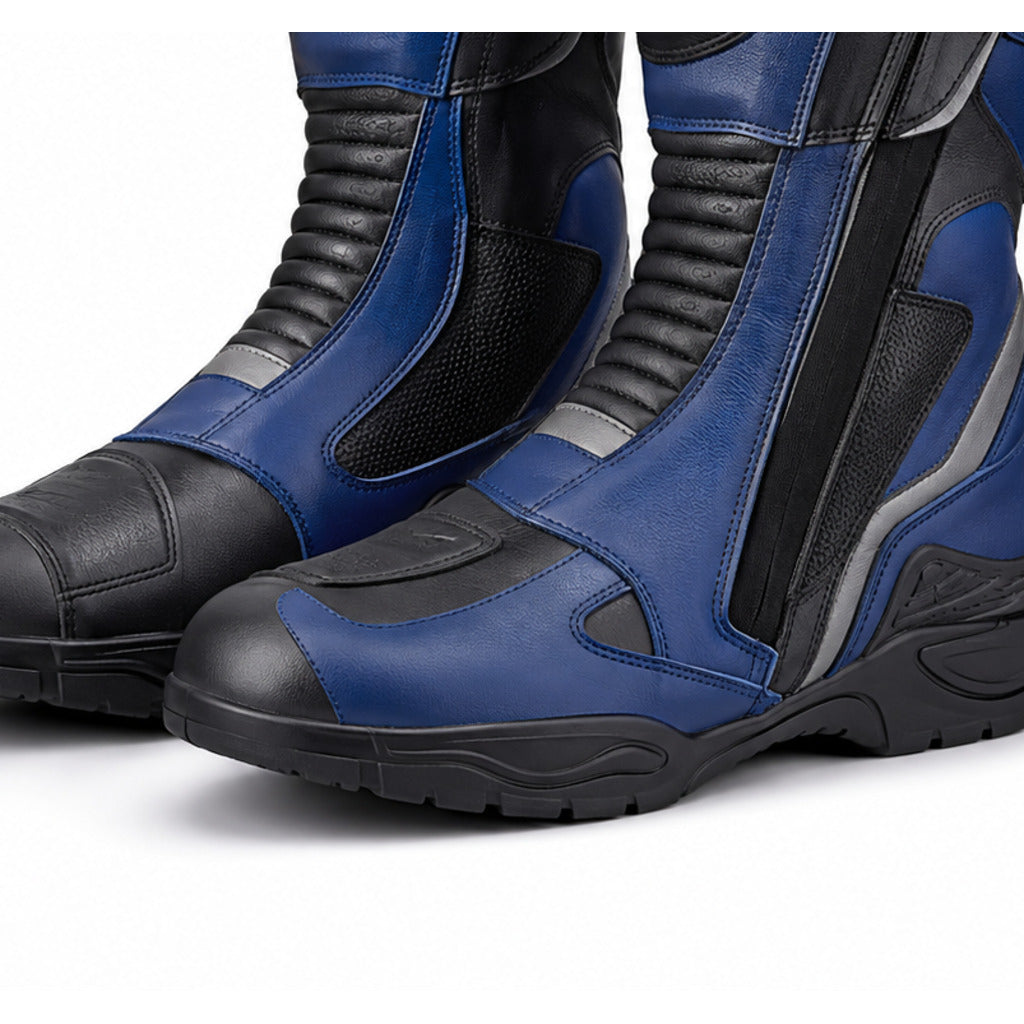 CobaltJourney touring motorcycle boots toe heel and touring sole detail