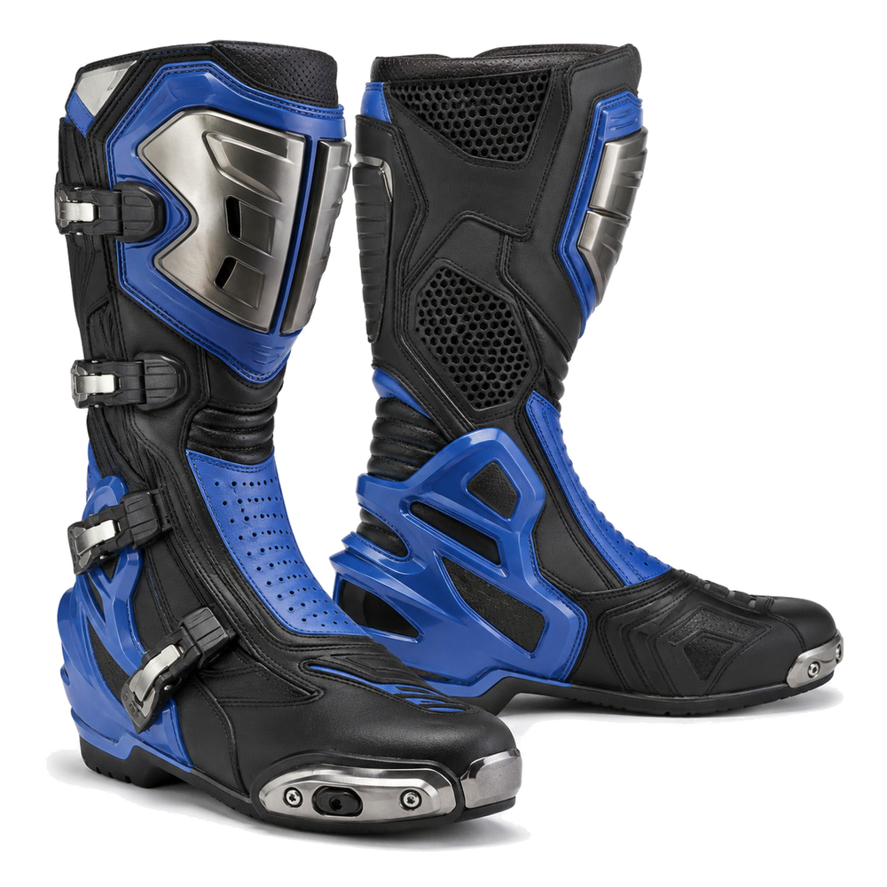 Cobalt Reactor Blue Racing Motorcycle Boots – hero – Cobalt Blue / Black / Silver