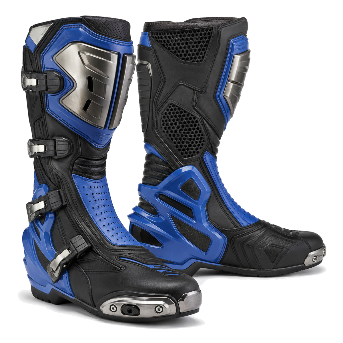 Cobalt Reactor Blue Racing Motorcycle Boots – hero – Cobalt Blue / Black / Silver