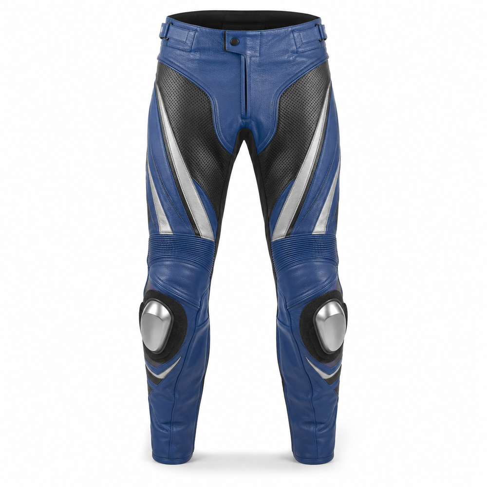 CobaltSprint original blue motorcycle racing pants front view