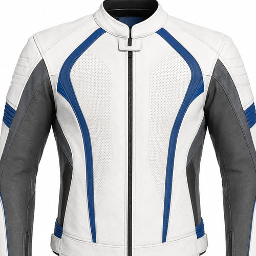 CobaltSprint R Leather Motorcycle Racing Jacket upper construction detail