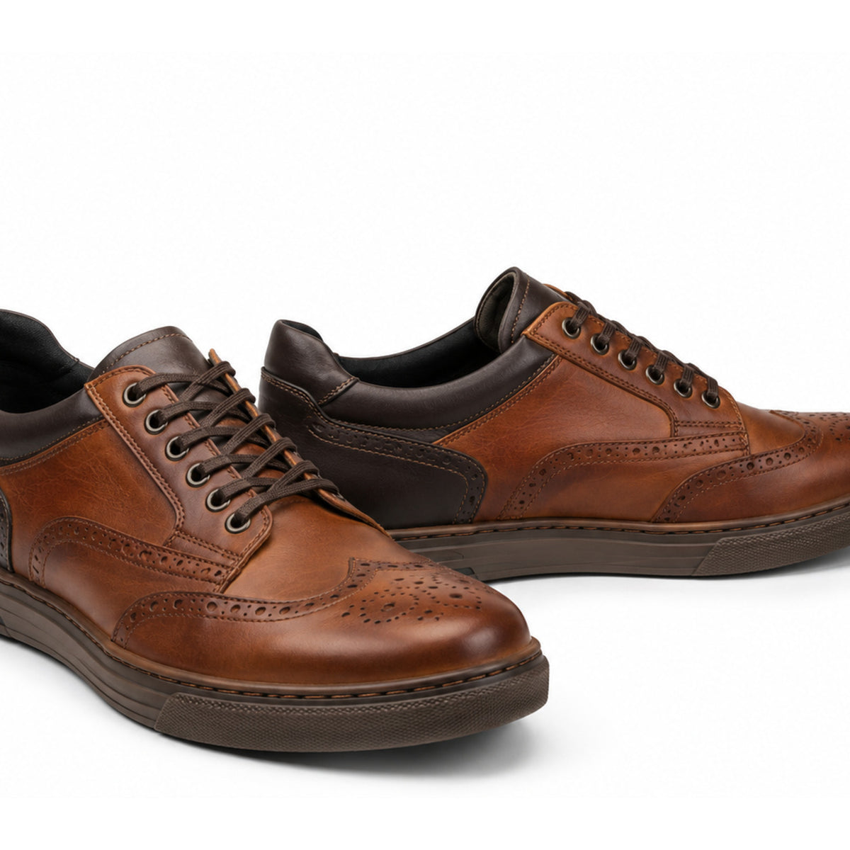 Copper Lane Brown Heritage Motorcycle Riding Shoes – upper closure detail in Copper Brown / Espresso