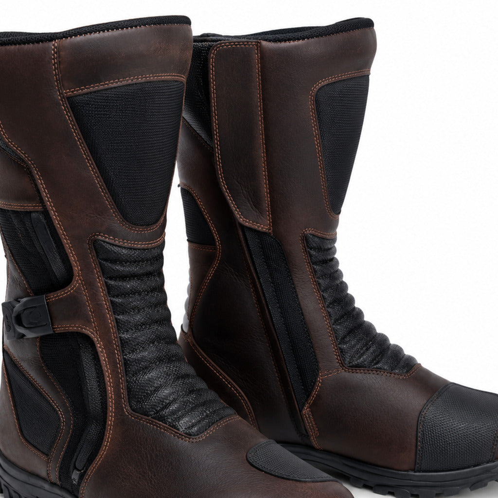 CopperPass touring motorcycle boots shaft closure and construction detail