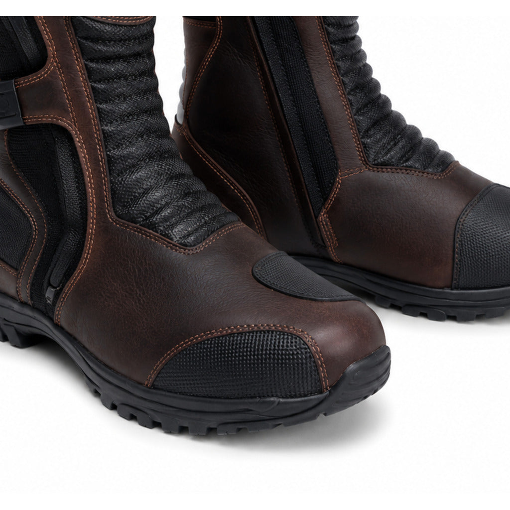 CopperPass touring motorcycle boots toe heel and touring sole detail