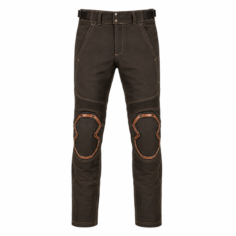 CopperWay brown copper waterproof textile motorcycle pants — full front catalog view