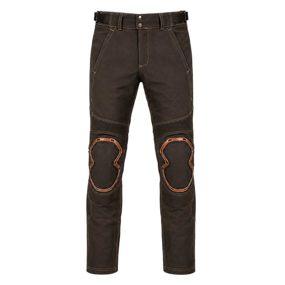 CopperWay brown copper waterproof textile motorcycle pants — full front catalog view