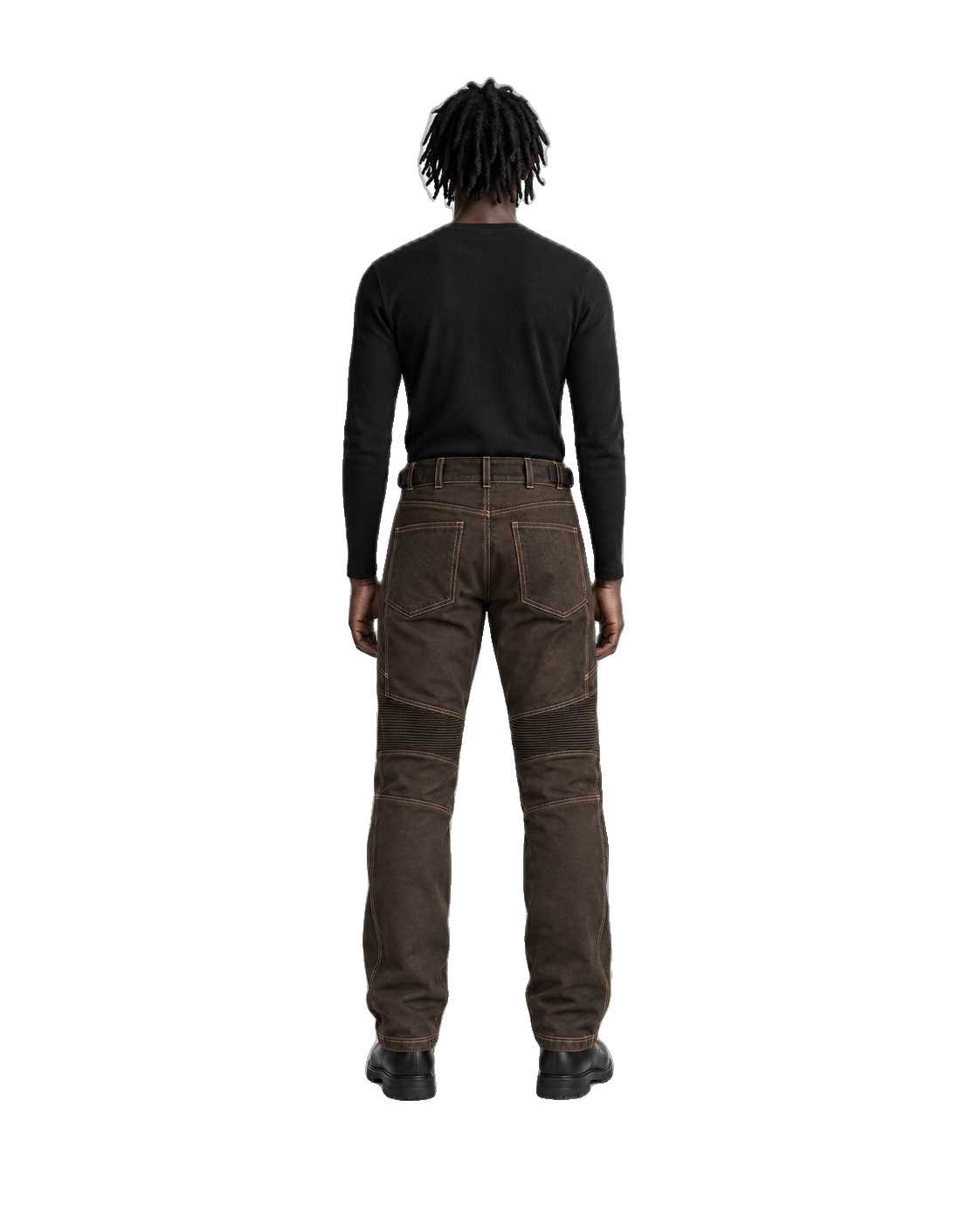 CopperWay Brown Copper Waterproof Textile Motorcycle Pants back view on male model on transparent background