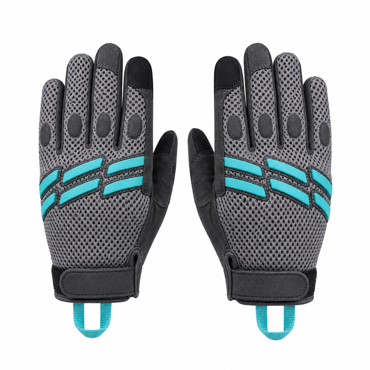 CoreBreeze affordable mesh motorcycle gloves in gray and turquoise