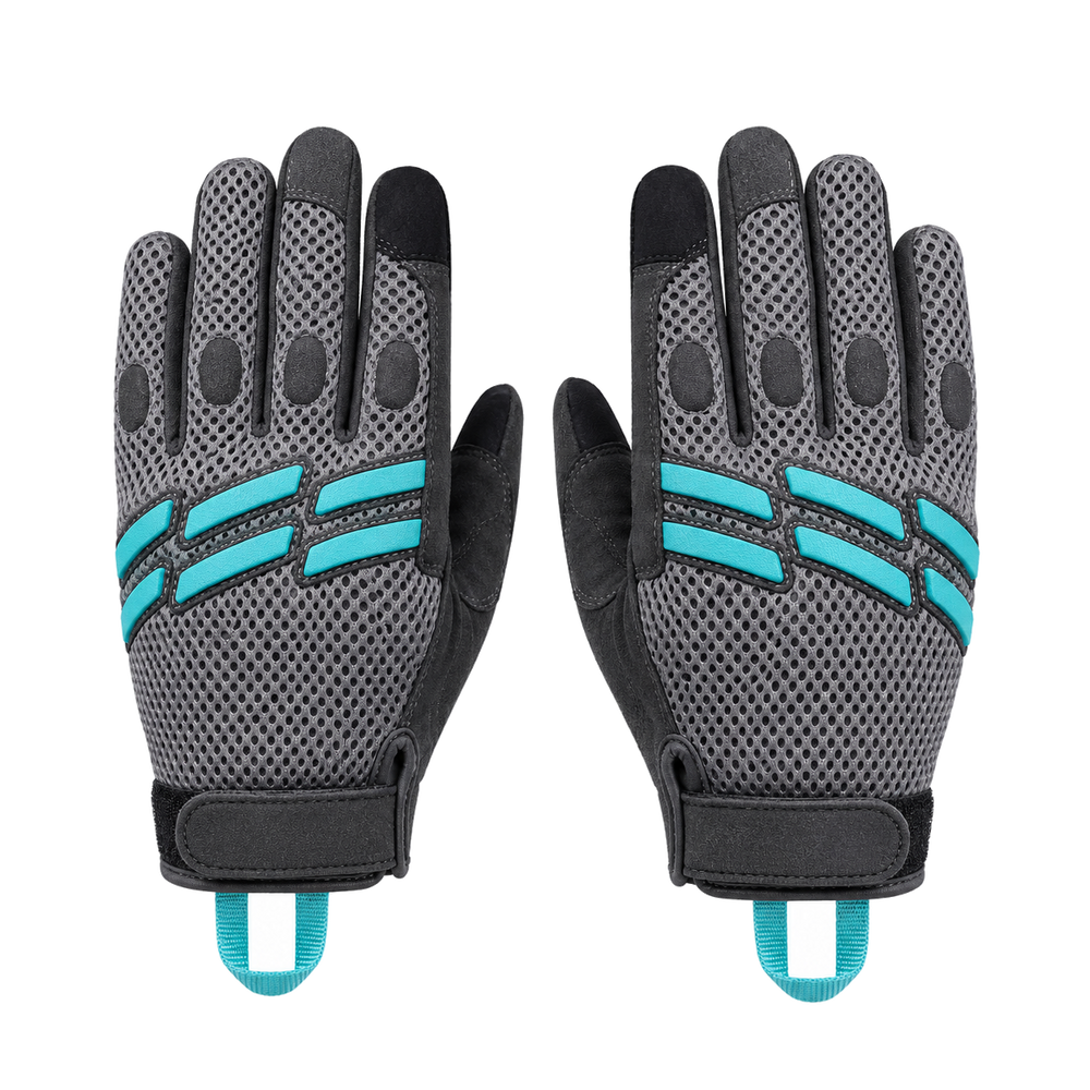 CoreBreeze affordable mesh motorcycle gloves in gray and turquoise