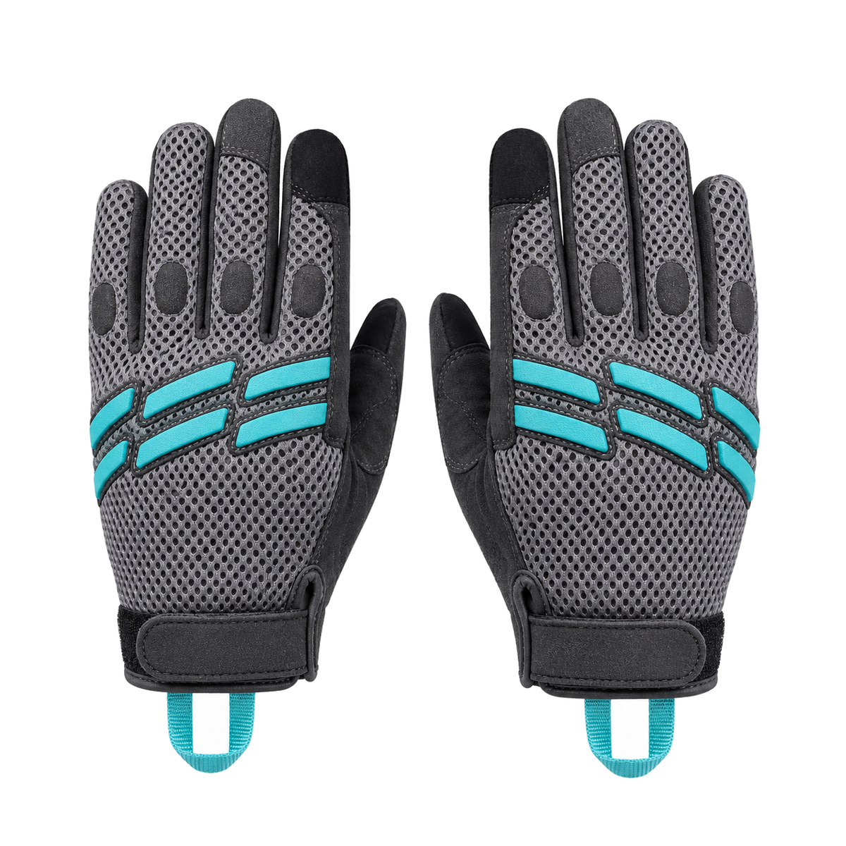 CoreBreeze affordable mesh motorcycle gloves in gray and turquoise