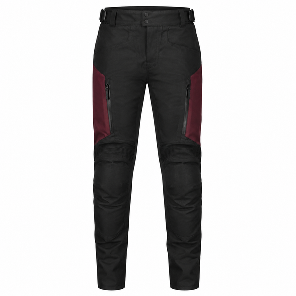 CrimsonRoute Black Burgundy Waterproof Textile Motorcycle Pants