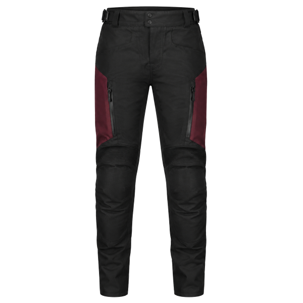 CrimsonRoute Black Burgundy Waterproof Textile Motorcycle Pants