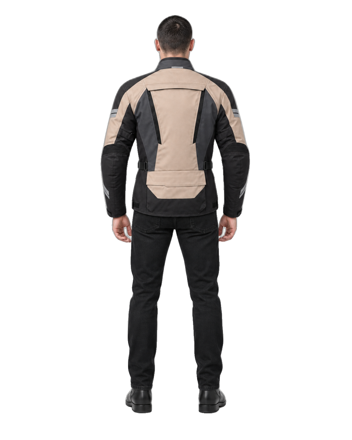 Crosswind Meridian All-Season Motorcycle Jacket back view on male model with transparent background
