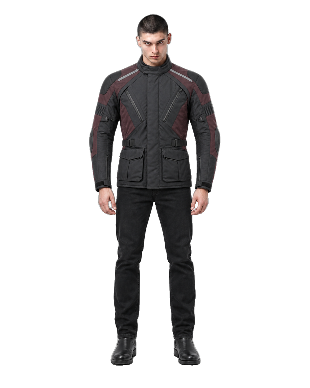 Crosswind Meridian All-Season Motorcycle Jacket front view on male model with transparent background