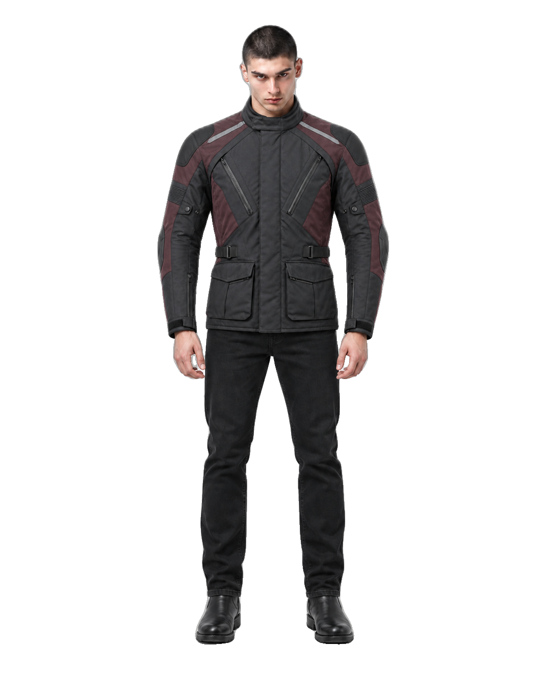 Crosswind Meridian All-Season Motorcycle Jacket front view on male model with transparent background