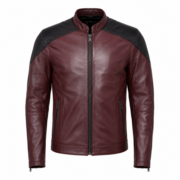 Ember District Oxblood Perforated Leather Jacket