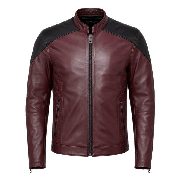 Ember District Oxblood Perforated Leather Jacket
