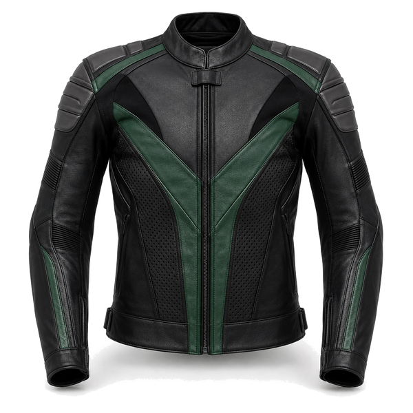Emerald Vector R Leather Motorcycle Racing Jacket