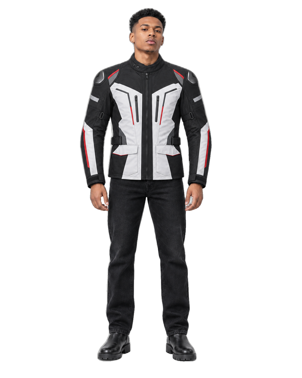 Everest Circuit All-Season Motorcycle Jacket front view on male model with transparent background