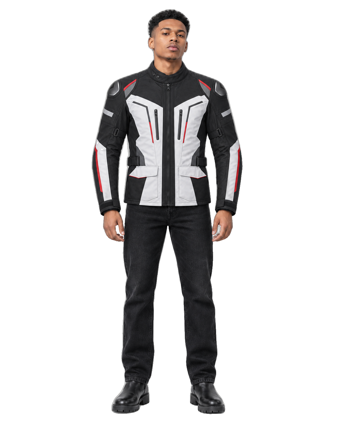 Everest Circuit All-Season Motorcycle Jacket front view on male model with transparent background