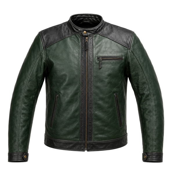 Forest Mile Green Leather Cruiser Jacket