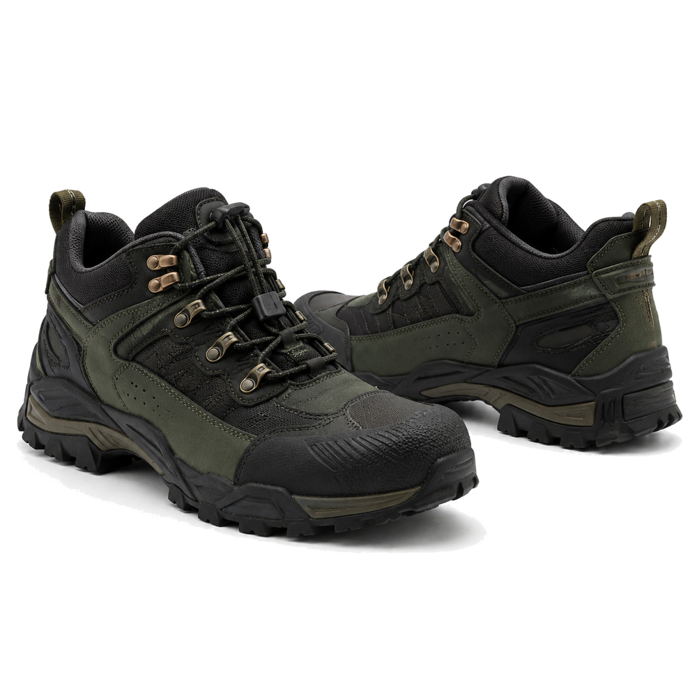 Forest Trek Green Adventure Motorcycle Riding Shoes – hero in Forest Green / Black
