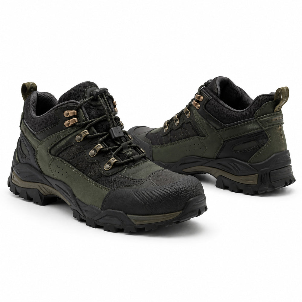 Forest Trek Green Adventure Motorcycle Riding Shoes – hero in Forest Green / Black