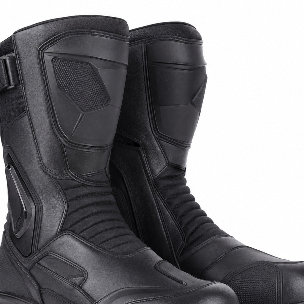 ForestWay touring motorcycle boots shaft closure and construction detail