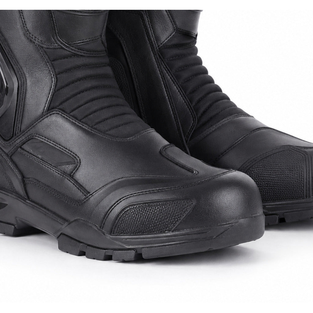 ForestWay touring motorcycle boots toe heel and touring sole detail