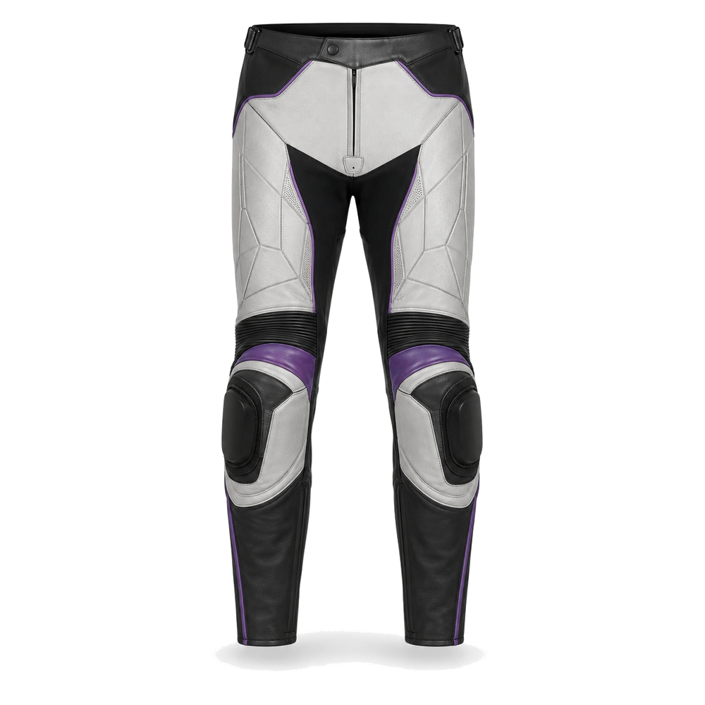 FrostByte original silver leather racing pants front view