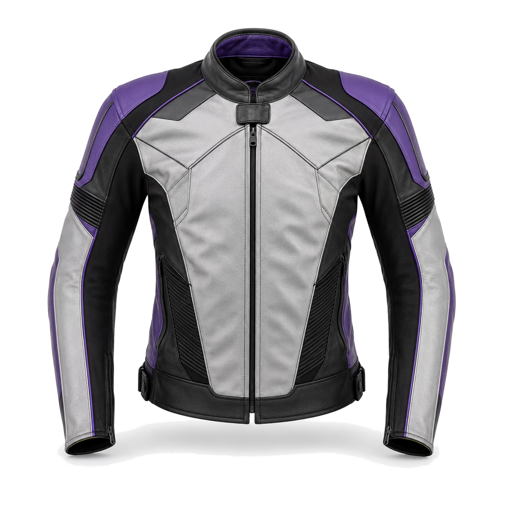 FrostByte R original silver leather racing jacket front view