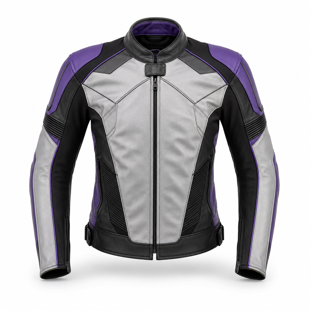 FrostByte R original silver leather racing jacket front view
