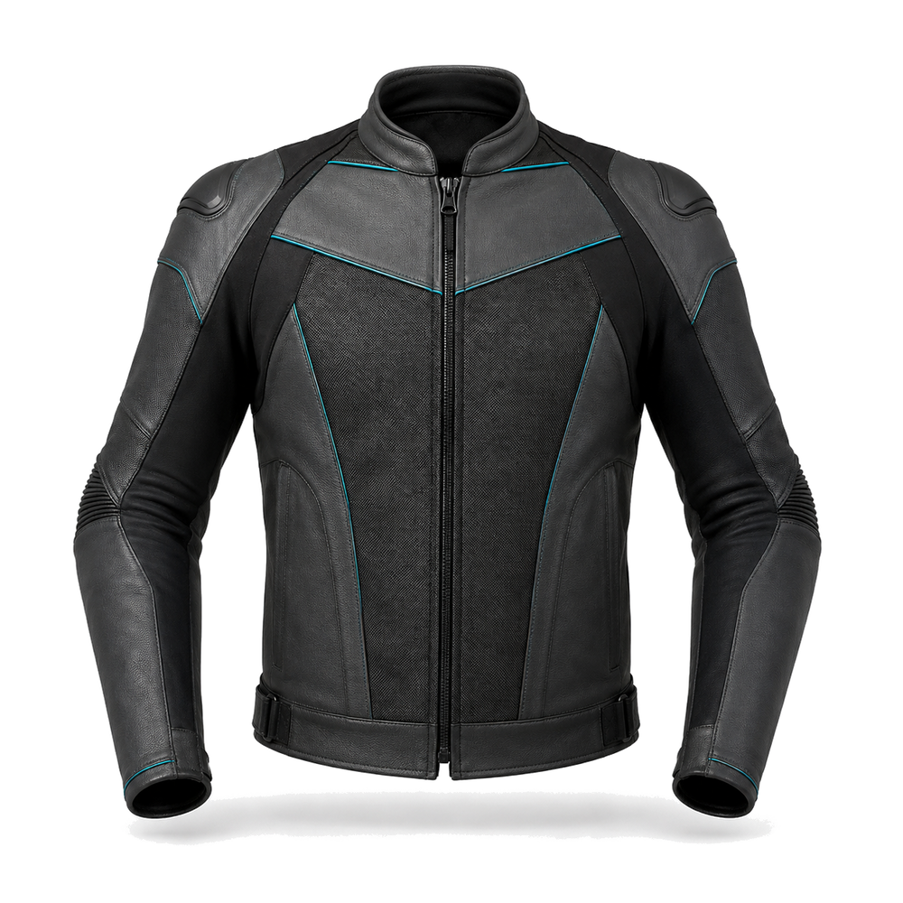 Graphene R Jacket original charcoal leather racing jacket front view