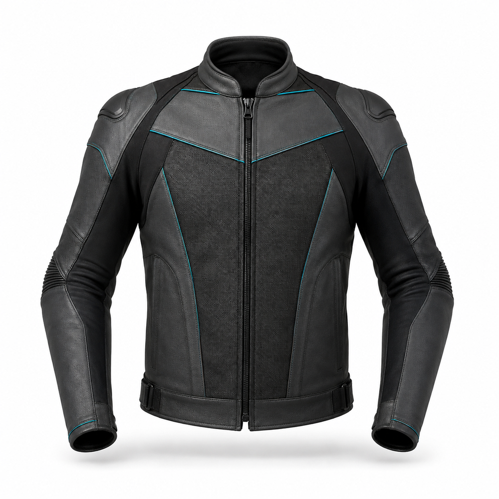 Graphene R Jacket original charcoal leather racing jacket front view