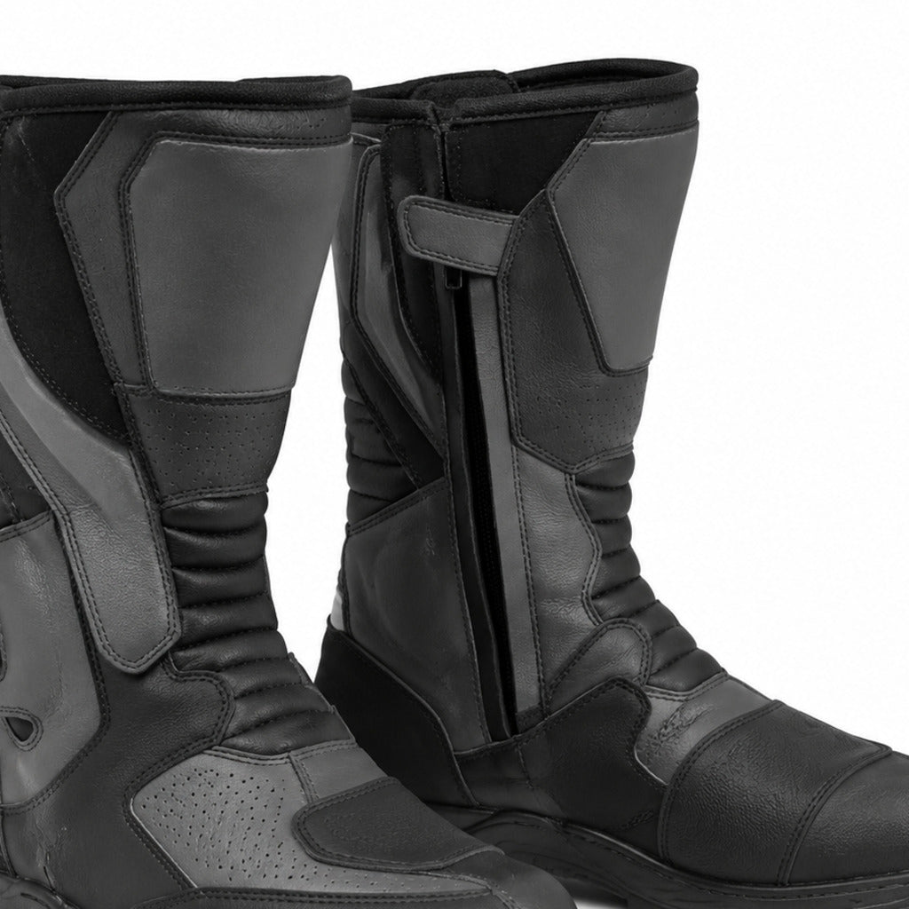 GraphiteEnduro touring motorcycle boots shaft closure and construction detail