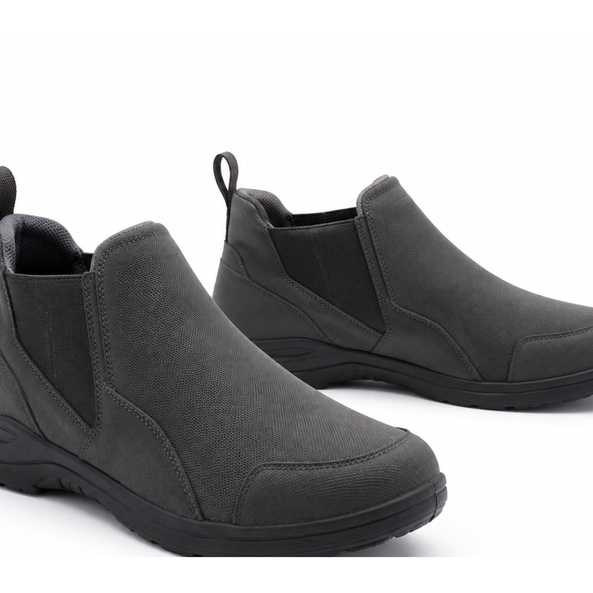 Graphite Link Slip-On Motorcycle Riding Shoes – upper closure detail in Graphite / Smoke Gray