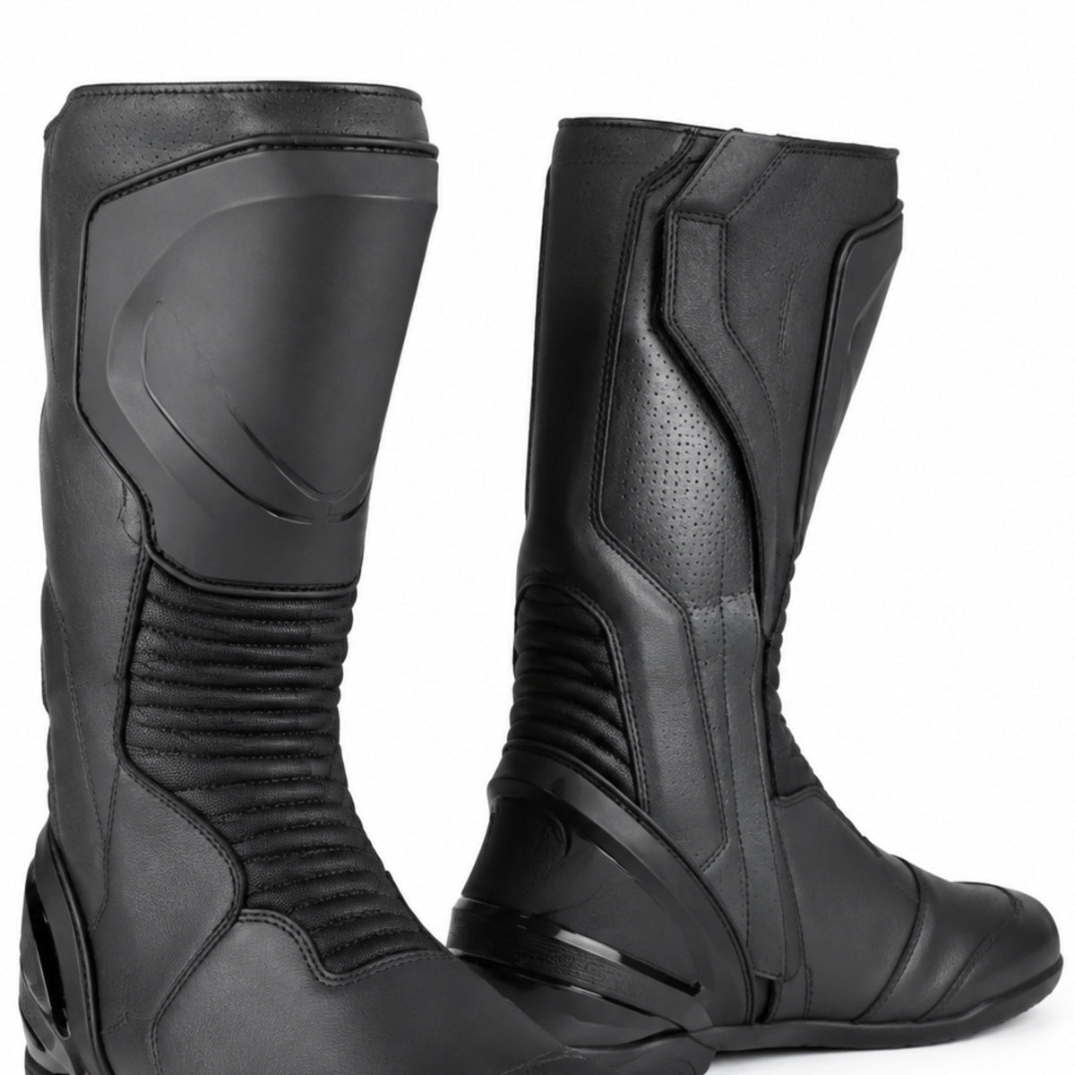 Graphite Stealth Racing Motorcycle Boots – shin closure detail – Graphite / Matte Black