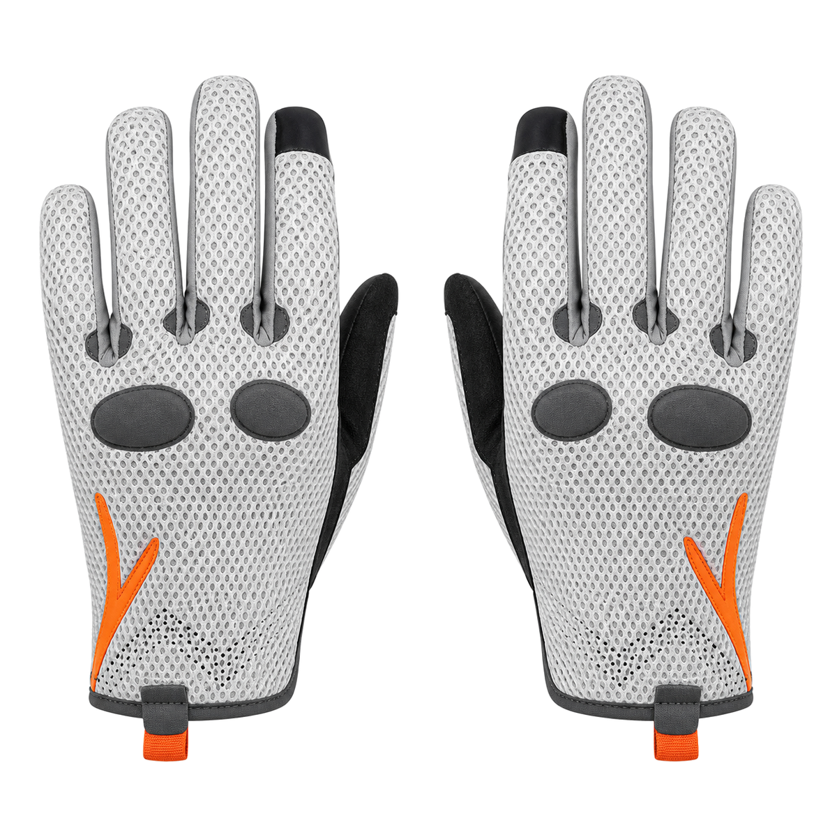 HeatWave ultra-breathable summer motorcycle gloves in light gray and orange