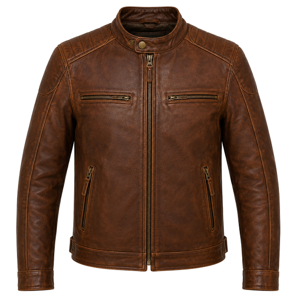 Heritage Crest Brown Leather Cruiser Jacket