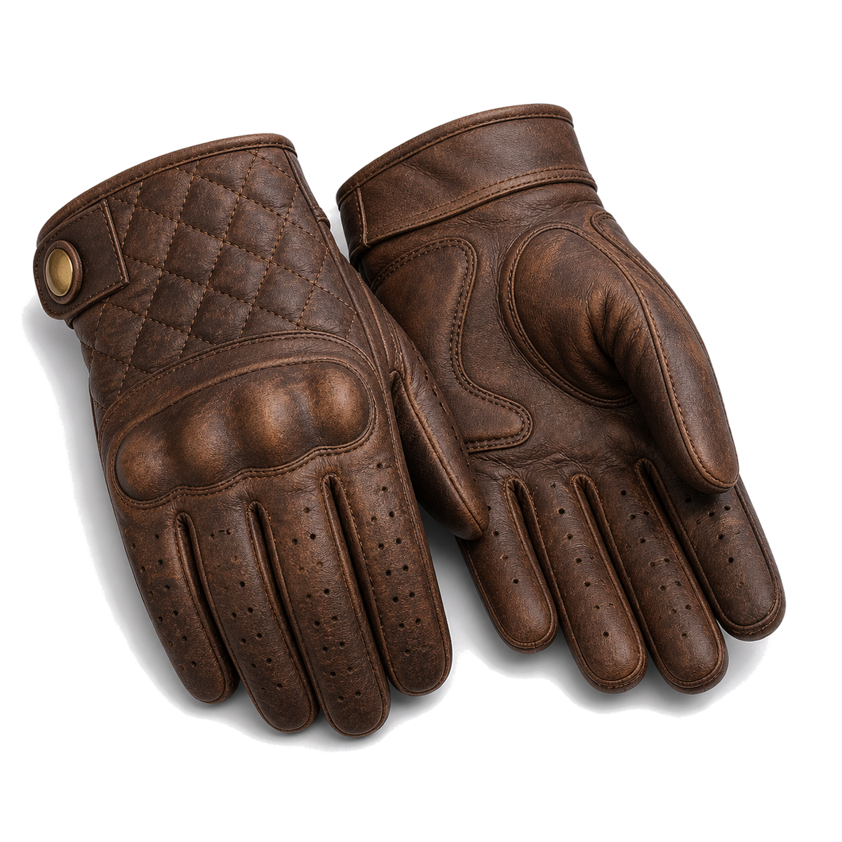 Heritage Cruiser brown leather motorcycle gloves hero view