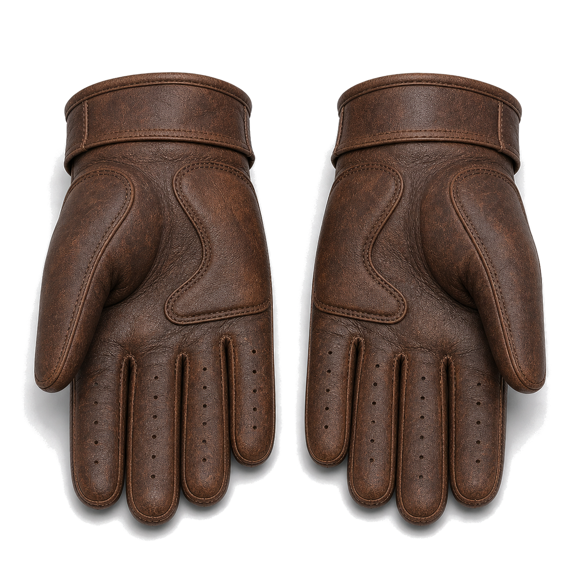 Heritage Cruiser brown leather motorcycle gloves palm view