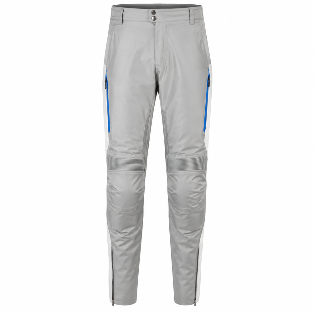 IceCircuit silver cobalt waterproof textile motorcycle pants — full front catalog view