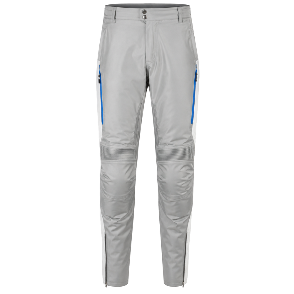 IceCircuit silver cobalt waterproof textile motorcycle pants — full front catalog view