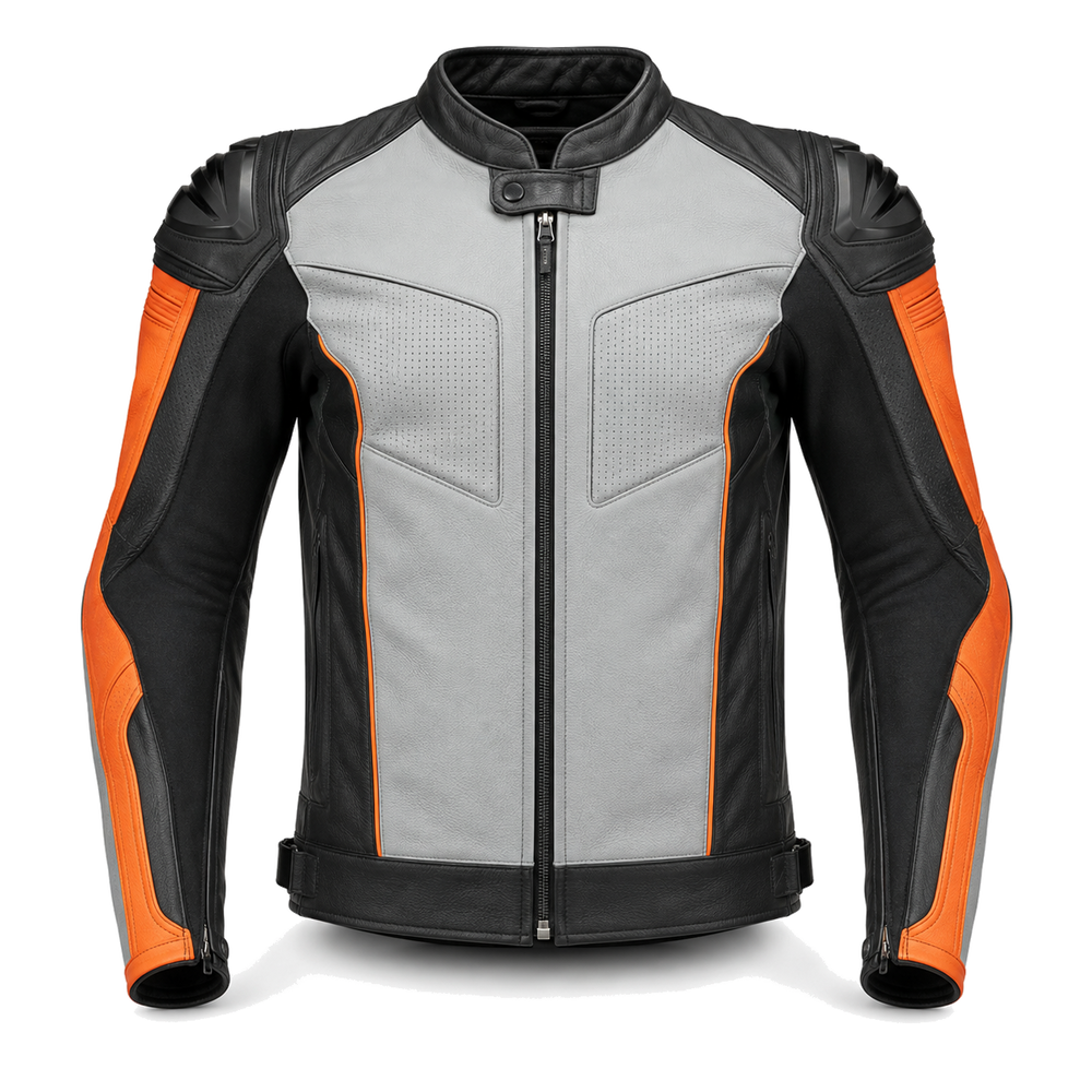 Iceflare R original orange gray motorcycle jacket front view